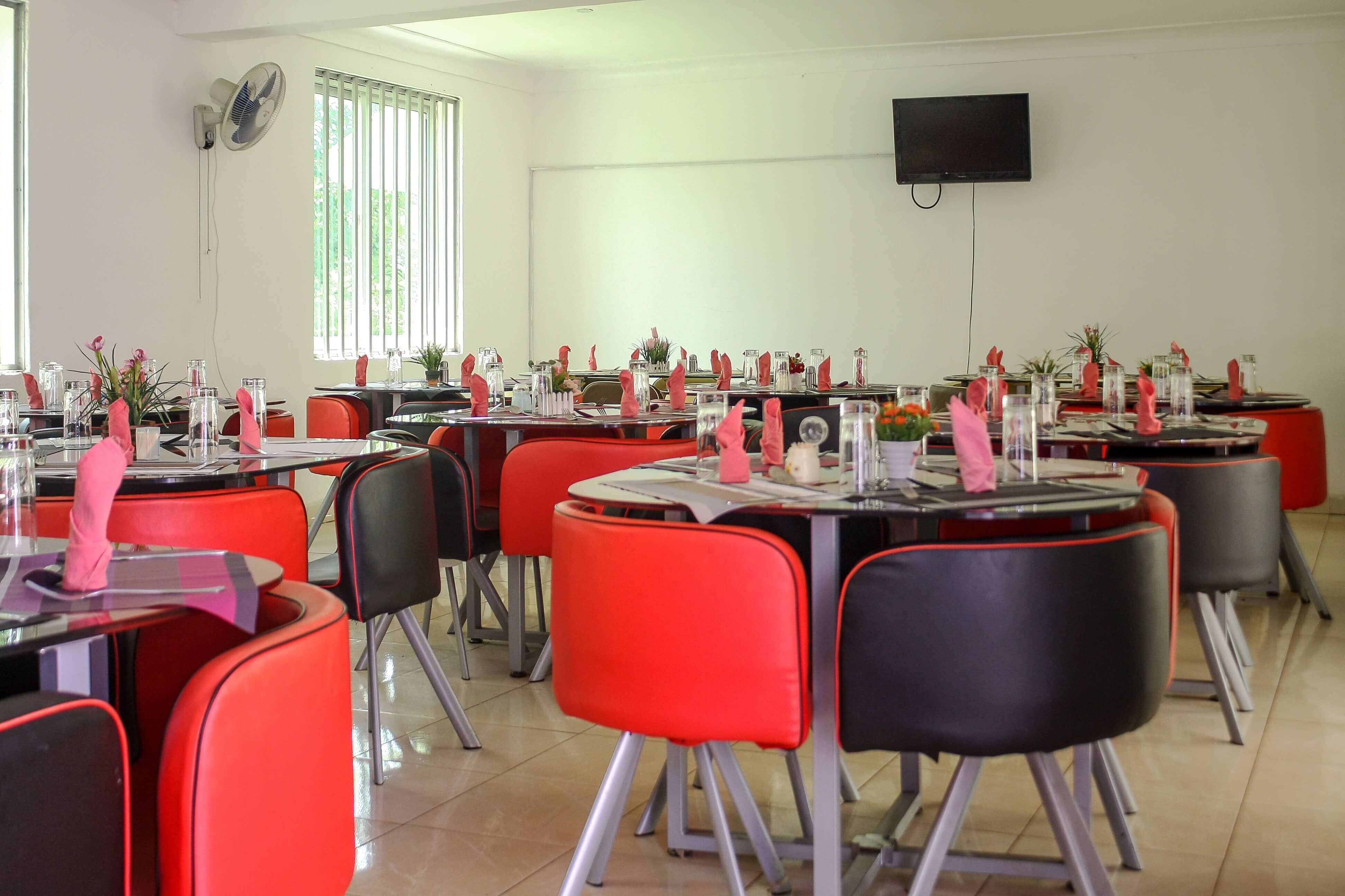 Restaurant and garden seating at Bilkon Hotel